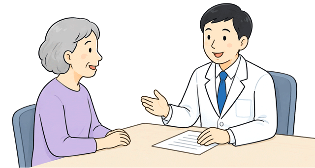 外来で医師が患者さんを診察しているイラスト